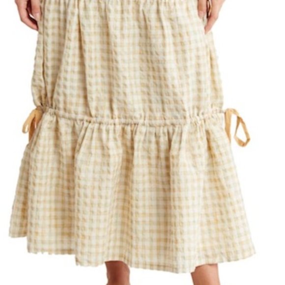 MON RENN Lucille Marigold Plaid Print Midi Skirt - Picture 4 of 12